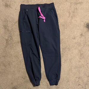 Blue grey Joggers with Pink Drawstring